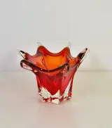 Rood-oranje glazen schaal in Murano-stijl – foto 3 – kavel bij De Kringwinkel, Turnhout