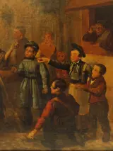 19e-eeuws genreschilderij – Olieverf op doek, niet gesigneerd – foto 12 – kavel bij De Kringwinkel, Antwerpen