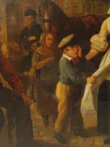 19e-eeuws genreschilderij – Olieverf op doek, niet gesigneerd – foto 8 – kavel bij De Kringwinkel, Antwerpen