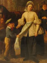 19e-eeuws genreschilderij – Olieverf op doek, niet gesigneerd – foto 9 – kavel bij De Kringwinkel, Antwerpen