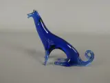 Blauwe glazen beeldje van een kat – kavel bij De Kringwinkel, Diest
