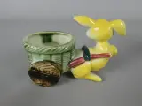 Set van drie vintage keramische konijntjes met karretjes – foto 5 – kavel bij De Kringwinkel, Diest
