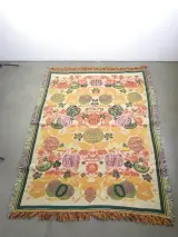 Vintage Indiase jacquarddeken met fruitmotief – kavel bij De Kringwinkel, Heverlee