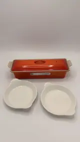 Le Creuset set, Patépot en twee schaaltjes – kavel bij De Kringwinkel, Dendermonde