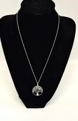 Zilveren ketting met levensboom hanger – foto 4 – kavel bij De Kringwinkel, Aalst