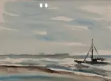 Aquarel, Maya Wildevuur, De kust, 1996 – kavel bij Onlineveilingmeester, Groningen