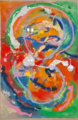 Gouache, Maya Wildevuur, Compositie, 1988 – kavel bij Onlineveilingmeester, Groningen