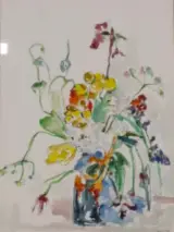 Aquarel, Maya Wildevuur, Zomer boeket, 1988 – kavel bij Onlineveilingmeester, Groningen