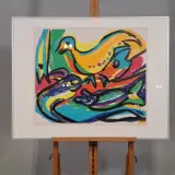 Zeefdruk in lijst, Maya Wildevuur, Vogel vissen, 1992, 36/175 – foto 2 – kavel bij Onlineveilingmeester, Groningen