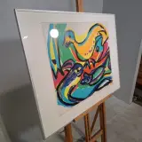 Zeefdruk in lijst, Maya Wildevuur, Vogel vissen, 1992, 36/175 – foto 3 – kavel bij Onlineveilingmeester, Groningen