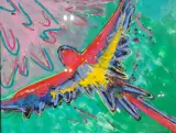 Acryl schilderij, Maya Wildevuur, Papagaai, 1994 – kavel bij Onlineveilingmeester, Groningen