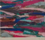 Zijde collage, Maya Wildevuur, Compositie in roze, 1983 – kavel bij Onlineveilingmeester, Groningen