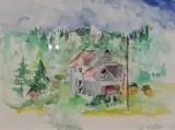 Aquarel, Maya Wildevuur, Mosjoen Noorwegen, 1991 – kavel bij Onlineveilingmeester, Groningen