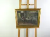 Sfeervol olieverfschilderij - Boereninterieur met Pijprokende Man - M. Boumans – kavel bij De Kringwinkel, Heverlee