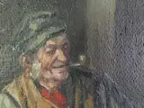 Sfeervol olieverfschilderij - Boereninterieur met Pijprokende Man - M. Boumans – foto 4 – kavel bij De Kringwinkel, Heverlee