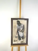 Ingelijste kunstposter naar Constant Permeke – Arbeidersfiguur (1933) – kavel bij De Kringwinkel, Heverlee