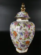 Vintage Boch Frères dekselvaas "Fleurs de Saxe" – kavel bij De Kringwinkel, Heverlee