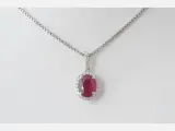 18 carat witgouden hanger met diamanten en robijn, excl. ketting – foto 2 – kavel bij Onlineveilingmeester