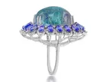 Groot uitgevoerde art-deco ring met natuurlijke diamanten een grote tourmalijn en tanzanieten – foto 3 – kavel bij Onlineveilingmeester
