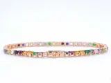 Rosegouden tennisarmband met multi colour edelstenen – foto 3 – kavel bij Onlineveilingmeester