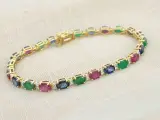 Gouden tennisarmband met diamanten, saffier, robijn en smaragd – foto 6 – kavel bij Onlineveilingmeester