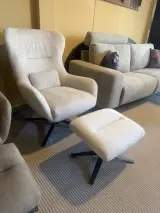 Fauteuil met voetenbank, relaxfauteuil AJ living, beige – foto 3 – kavel bij Onlineveilingmeester, Joure