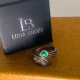 Zilveren ring - Luna Bodin Malachiaring – foto 2 – kavel bij Onlineveilingmeester