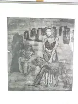 Mysterieus Surrealistisch Kunstwerk achter glas – foto 11 – kavel bij De Kringwinkel, Heverlee