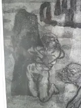 Mysterieus Surrealistisch Kunstwerk achter glas – foto 4 – kavel bij De Kringwinkel, Heverlee