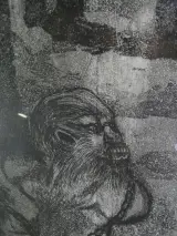 Mysterieus Surrealistisch Kunstwerk achter glas – foto 10 – kavel bij De Kringwinkel, Heverlee