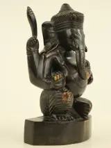 Houten beeld van de indische god Ganesha – foto 2 – kavel bij De Kringwinkel, Antwerpen
