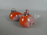 Set van 2 glazen vogelbeeldjes oranje – kavel bij De Kringwinkel, Diest
