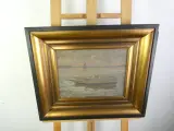 Olieverfschilderij met boot - gesigneerd A. Dewaele – kavel bij De Kringwinkel, Heverlee