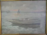 Olieverfschilderij met boot - gesigneerd A. Dewaele – foto 3 – kavel bij De Kringwinkel, Heverlee
