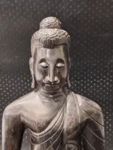 Handgesneden Sri Lankaans Boeddhabeeld in massief Ceylon ebbenhout uit jaren 1950-1970 – foto 5 – kavel bij De Kringwinkel, Gent