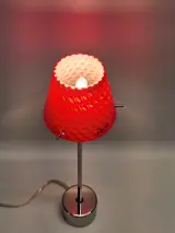 Herstal Gil Tafellamp - Deens Design - Rood Dubbelglas & Chroom – foto 7 – kavel bij De Kringwinkel, Gent