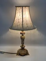 Vintage Italiaanse Onyx tafellamp - Hollywood Regency - Verguld messing – kavel bij De Kringwinkel, Gent