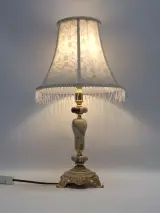 Vintage Italiaanse Onyx tafellamp - Hollywood Regency - Verguld messing – foto 2 – kavel bij De Kringwinkel, Gent