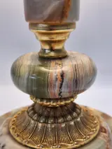 Vintage Italiaanse Onyx tafellamp - Hollywood Regency - Verguld messing – foto 4 – kavel bij De Kringwinkel, Gent