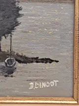 Schilderij - Rivierlandschap bij Zonsondergang / Avondstond - D. Benoot – foto 8 – kavel bij De Kringwinkel, Gent