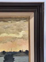 Schilderij - Rivierlandschap bij Zonsondergang / Avondstond - D. Benoot – foto 10 – kavel bij De Kringwinkel, Gent