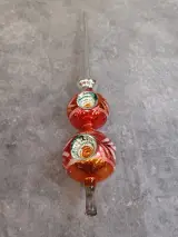 Vintage glazen kerstpiek en bijpassende kerstbal met reflector – foto 5 – kavel bij De Kringwinkel, Gent