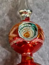 Vintage glazen kerstpiek en bijpassende kerstbal met reflector – foto 8 – kavel bij De Kringwinkel, Gent