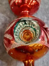 Vintage glazen kerstpiek en bijpassende kerstbal met reflector – foto 9 – kavel bij De Kringwinkel, Gent