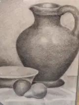 Originele houtskooltekening stilleven - H. Baetslé - 1946 – foto 4 – kavel bij De Kringwinkel, Gent