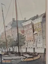 Set van 3 ingelijste landschapsprints / reproducties door Gerrit Neven - nederlandse kust-, duin- en stadsgezichten – foto 7 – kavel bij De Kringwinkel, Gent
