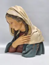2 religieuze beelden waaronder Art Deco Maria buste en Madonna met kind onder glazen stolp – foto 2 – kavel bij De Kringwinkel, Gent