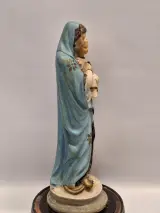 2 religieuze beelden waaronder Art Deco Maria buste en Madonna met kind onder glazen stolp – foto 14 – kavel bij De Kringwinkel, Gent