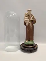 Religieus beeld van Sint-Antonius van Padua met kindje Jezus onder glazen stolp – foto 2 – kavel bij De Kringwinkel, Gent