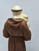 Religieus beeld van Sint-Antonius van Padua met kindje Jezus onder glazen stolp – foto 12 – kavel bij De Kringwinkel, Gent